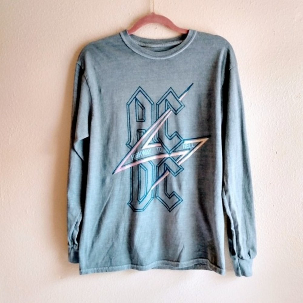 True Vintage Long Sleeve AC/DC T-Shirt Gray Small